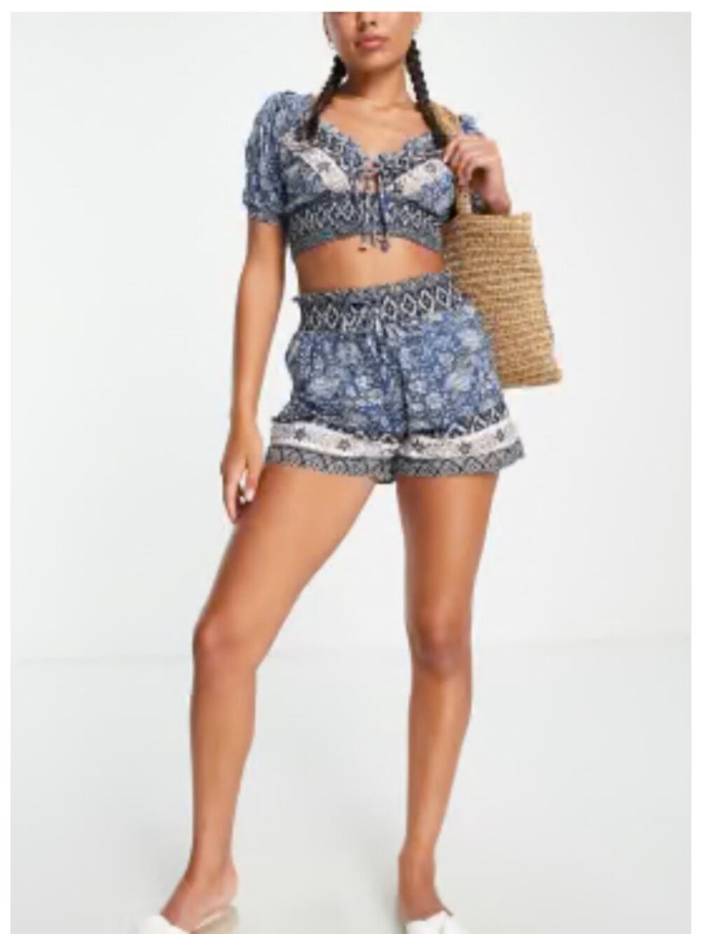 River Island Cutwork Printed Beach Set Size Medium